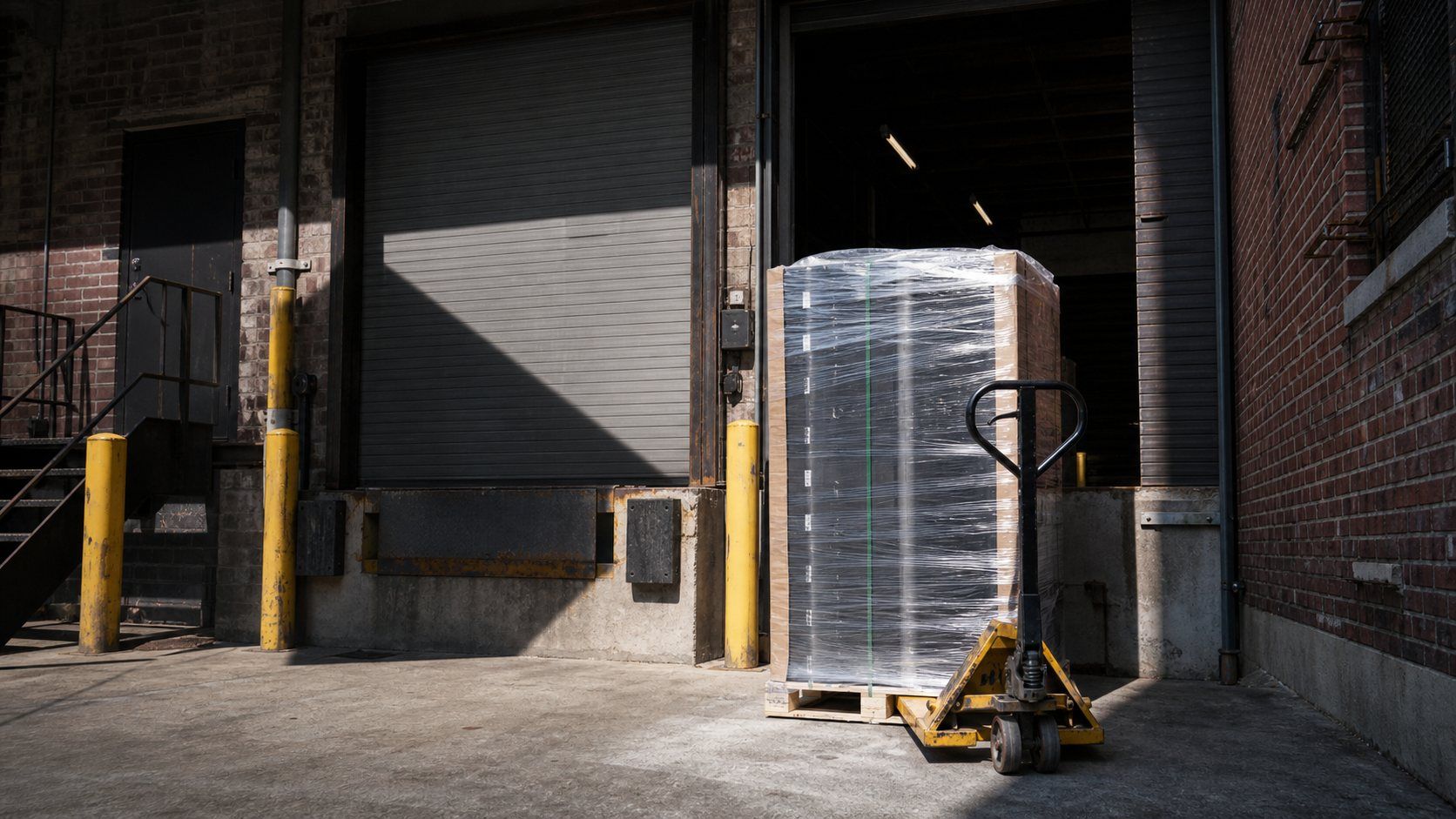 The Helixrack receiving dock prepared for an approved pallet delivery